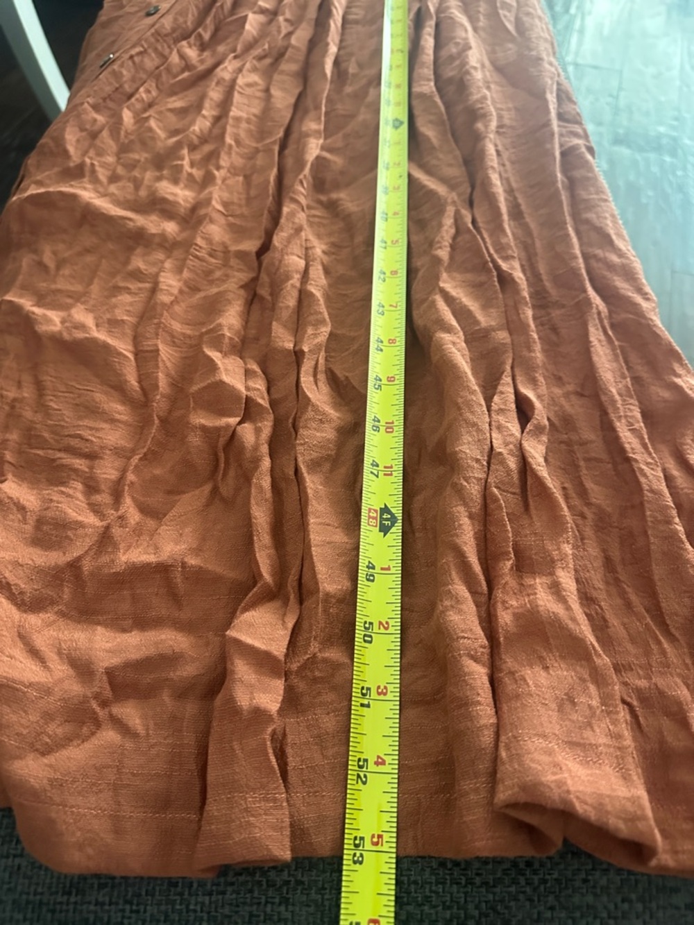 FLAWLESS Rust Maxi Dress V-Neck Ruffle Sleeves Gathered Waistline Button Front L - Picture 11 of 11